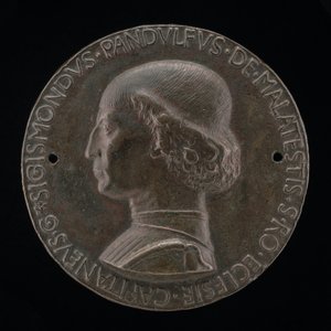 Sigismondo Pandolfo Malatesta, 1417-1468, herre av Rimini och Fano [framsidan], 1446. av Matteo di Andrea de Pasti
