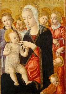 Madonna och barn med änglar och keruber, ca. 14601465.