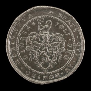 Vapen och inskription [omvänd], 1592. av Matthäus Carl