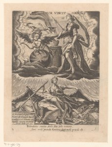 triomf der kärlek Amor vincit omnia (titel på objekt) Zes triomfen van Petrarca (serietitel) av Matthaus Greuter