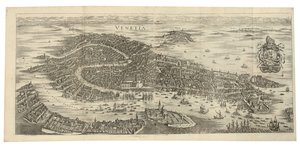 Vikbart panorama av Venedig, 1688, tryckt c.1700