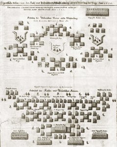Plan för slaget vid Vita berget, från Theatrum Europaeum