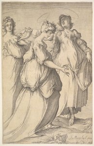 Tre haloed kvinnofigurer, ca. 1610-50. av Matthaus Merian
