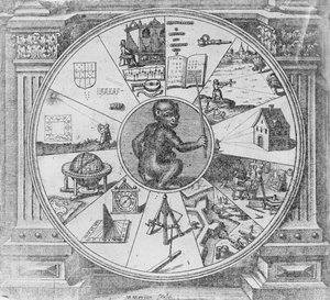 Frontispice till Robert Fludds Giant Cosmic History