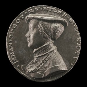 Magdalena Rummel, hustru till Lorenz Staiber 1509 [omvänd], 1535. av Matthes Gebel