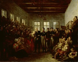 Prinsen av Orange besökte översvämningsoffer vid Almoners Orphanage, Amsterdam, den 14 februari 1825