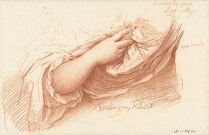 Studie av höger arm och hand på vid ärm av Mattheus Verheyden