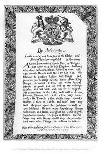 Kalligrafisk utställningsräkning av Matthew Buchinger, Dwarf of Nurnburg, 1717, 1840 av Matthew Buchinger