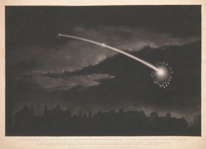 En avbildning av den meteor som sågs vid Paddington omkring 12 minuter före kl. 11 på kvällen den 11 februari 1850 av Matthew Cotes Wyatt