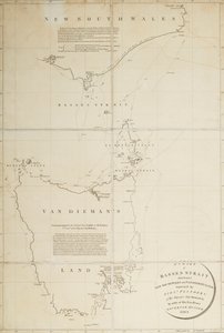 En karta över Basses Straight mellan New South Wales och Van Diemans Land kartlagd av löjtnant Flinders på HMS 