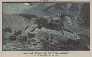 Återigen manar han på sin vilda karriär! eller, The Modern Mazeppa (färg litho)
