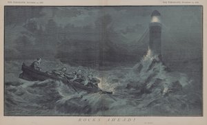 Rocks Ahead! (färg litho) av Matthew
