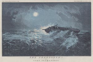 Den övergivna! eller Tory Seamanship (färg litho) av Matthew