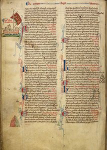Royal 14 C. VII, f.116v Marginalteckning av kung Henrik III som seglar över Engelska kanalen till Bretagne, med en del av den tillhörande texten i författarens egen hand, illustration från 