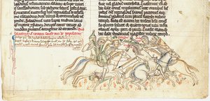Saladin fångar det heliga korset från Chronica maiora I av Matthew Paris, 1200-talet