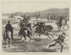 Officerare spelar Polo (hockey till häst) på Woolwich-Common
