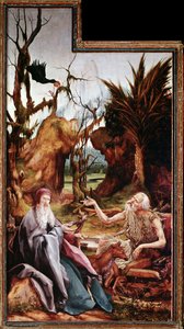 Sankt Antonius den store och Paulus i öknen, Issenheims altartavla (olja på panel
