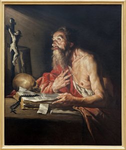 Saint Jerome, Oljemålning på duk av Mathias Stomer (Matthias Stom) (1600-efter 1650) - Fotografi, KIM Youngtae, Nantes, Nantes Museum of Fine Arts
