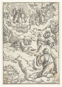 Holländska: Johannes evangelistens vision med Gud på tronen och de tjugofyra äldste av Matthias Gerung