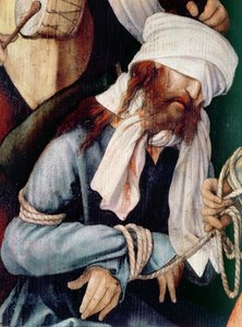 Detalj av Kristi hån olja på duk av Matthias Grünewald