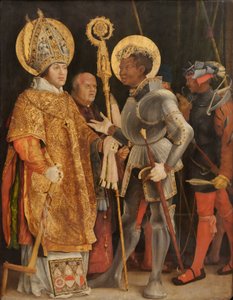 Mötet mellan Sankt Erasmus och Sankt Mauritius av Matthias Grünewald