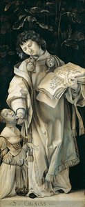 Panel av Helleraltaret föreställande St. Cyriacus av Matthias Grünewald