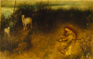 En flicka med getter, 1875