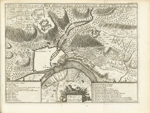 Beleg van Huy, 1705 Plan över stadsslottet och fortet Huy belägrade av arméerna i S.A.E. de Baviere & du Marechal de Villeroy le 26 maj 1705 (titel på objekt)