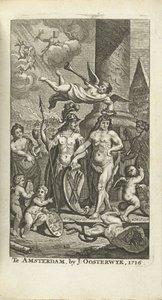 Graverad titelsida för JE. Lamigue: The Life of His Highness Johan Willem Friso, 1716 av Matthijs Pool