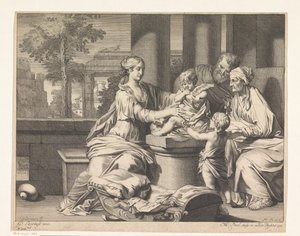 Helig familj med Zacharias, Elisabeth och Johannes Döparen av Matthijs Pool