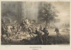 Bulgersteyn belägrad av normanderna, ca 810 Bulgersteyn (Norrmännen) (titel på objekt) av Matthijs Willem Gerardus Michielsen