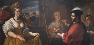 Apelles målar Campaspes porträtt, älskare till Alexander den store, andra hälften av 1600-talet (olja på duk)