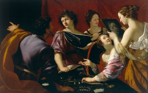 Tasso vid Ferraras hov (eller Allegory of the Five Senses), detalj av synens allegori, ca 1630-90 av Mattia Preti