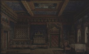 Scenografi för teaterpjäsen Ivan den förskräckliges död av A. Tolstoy