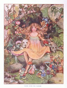 Pensé med älvorna, illustration från Lady Anns Fairy Tales, 1914