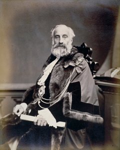 Mr Burt, sheriff i London, iklädd scharlakansröd klänning, skyltmärke och kedja, c1865
