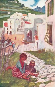 En gata i Ravello (färglitografi)
