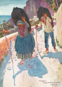 Charcoal Carriers, Amalfi (färglitografi)