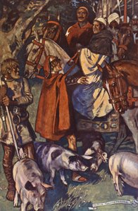 Illustration till Ivanhoe av Sir Walter Scott (färglitografi)