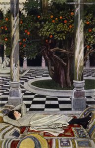 Besök i Bagdad: In the Forecourt (färg litho) av Maurice (after) Greiffenhagen