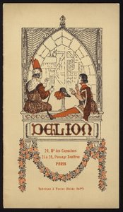 Omslagsillustration till hattkatalog utgiven av Delion, Paris, 1908 (litho) av Maurice Berty