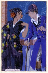 Don Jose och Carmen röker, ca. 1930 (illustration)