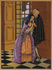 Illustration för historia av Manon Lescaut (färg litho)