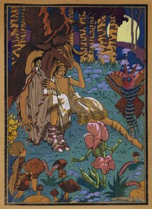 Illustration till Shakespeares En midsommarnattsdröm (lito i färg)
