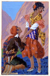 Möte mellan Don Jose och Carmen, ca. 1930 (illustration)