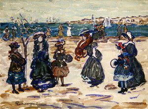 Tvärs över hamnen, Salem (akvarell och gouache över grafit på papper) av Maurice Brazil Prendergast