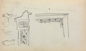 Italiensk skissbok: Arkitektoniska detaljer och figurer sida 199, 1898-1899. av Maurice Brazil Prendergast