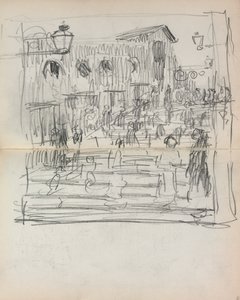 Italiensk skissbok: Bro med figurer sid 93 & 94, 1898-1899. av Maurice Brazil Prendergast