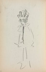Italiensk skissbok: Stående kvinna 34 Se sida 126, 1898-1899. av Maurice Brazil Prendergast