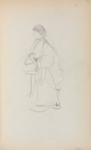 Italiensk skissbok: Stående kvinna som håller i en väska sida 56, 1898-1899. av Maurice Brazil Prendergast